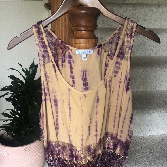 Patrons Of Peace Bohemian Tye Dye Lace Fringe Festival Top - Picture 2 of 8